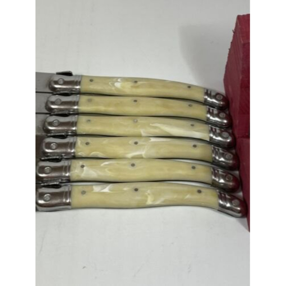 Cutlery SET Laguiole Jean Dobost Steak Knife Thiers France Ivory Marble KNIVES - Picture 6 of 12